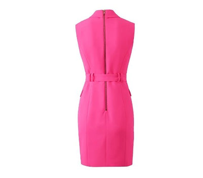 Vestido Lápis Vintage Anos 40 Fuschia