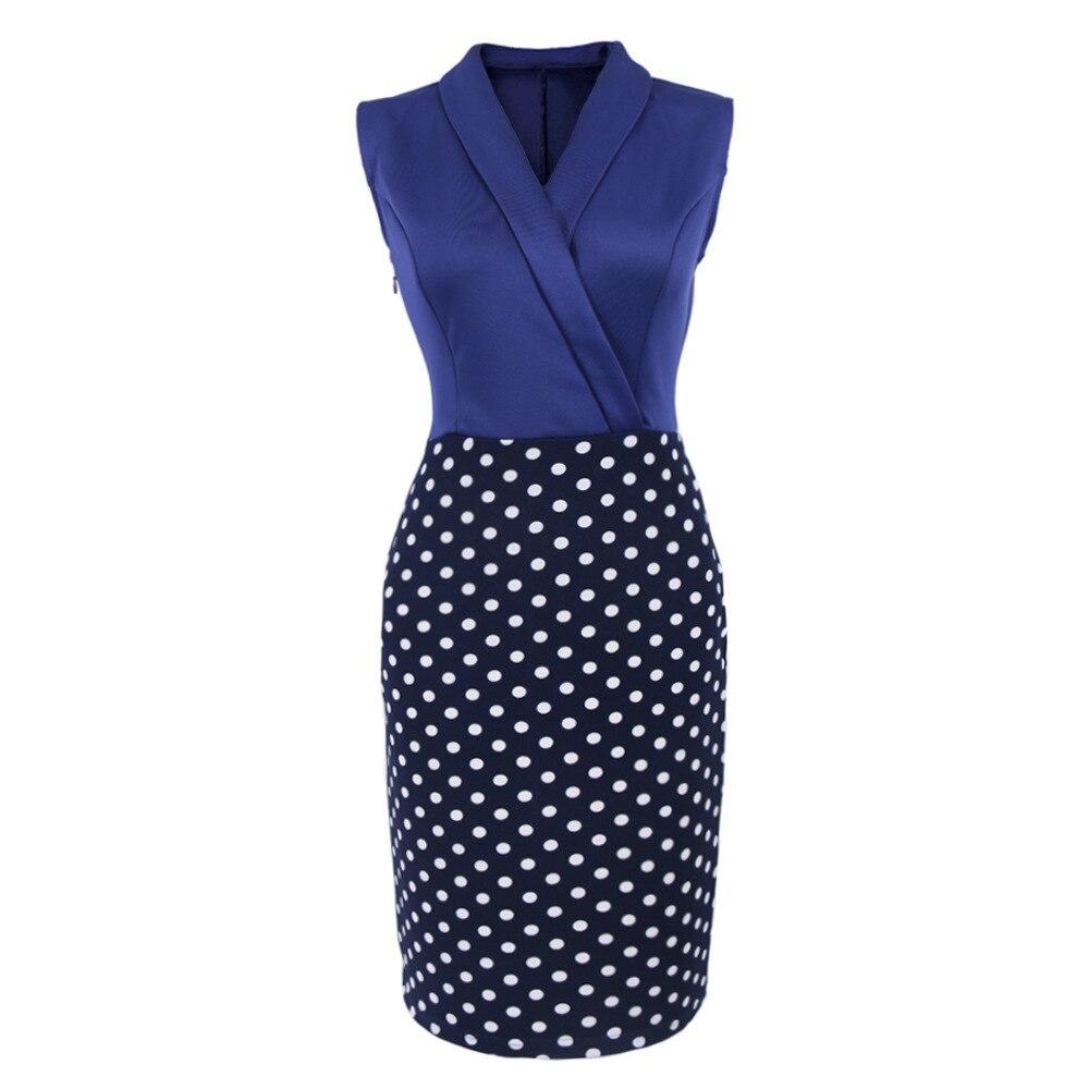 Vestido Lápis De Bolinhas Azul Vintage