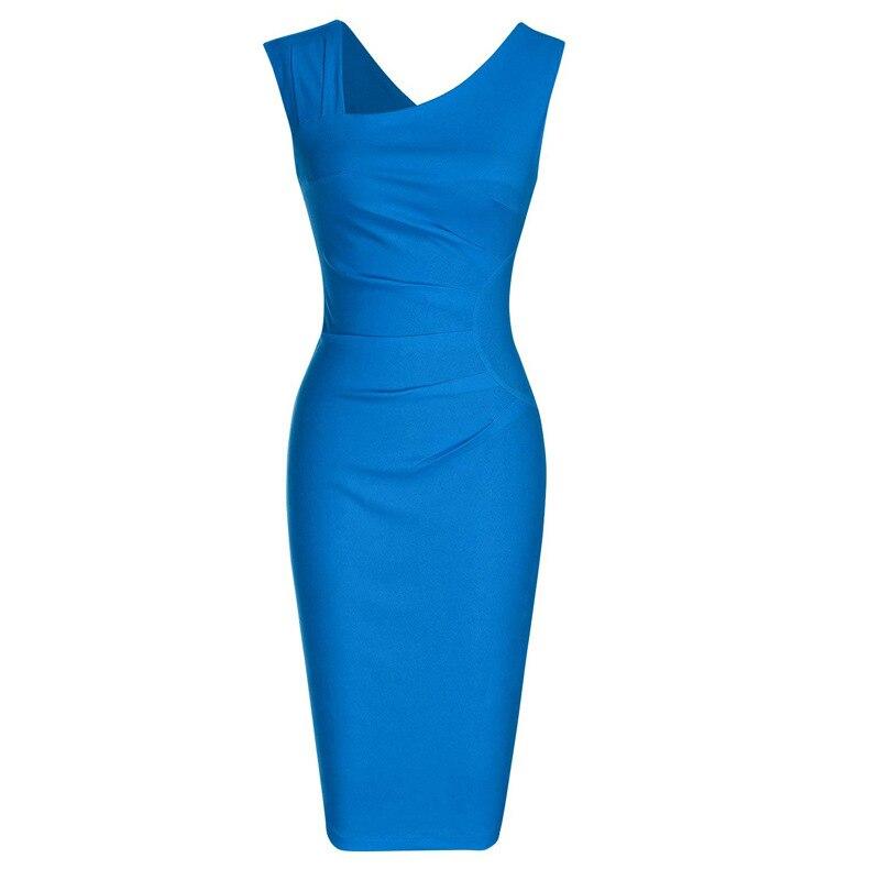 Vestido Vintage Lápis Chique Azul