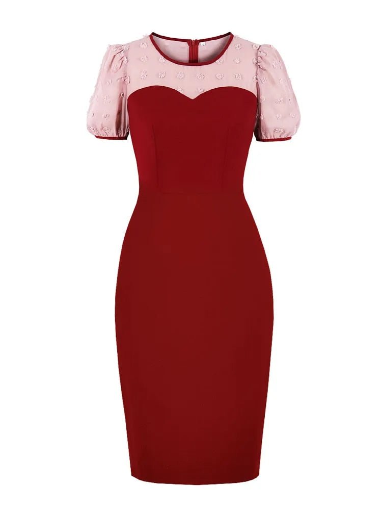 Vestido Vintage Lápis Chique Borgonha