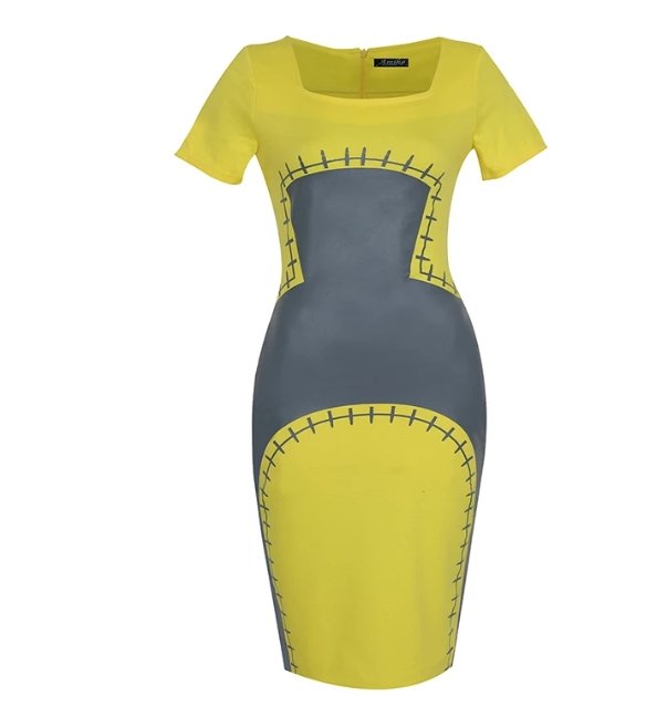 Vestido Vintage Lápis Chique Amarelo