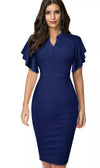 Vestido Vintage Lápis Chique Azul Marinho