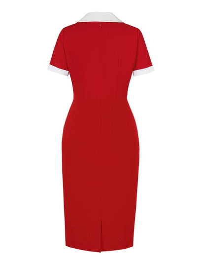 Vestido Chique Lápis Vintage Vermelho