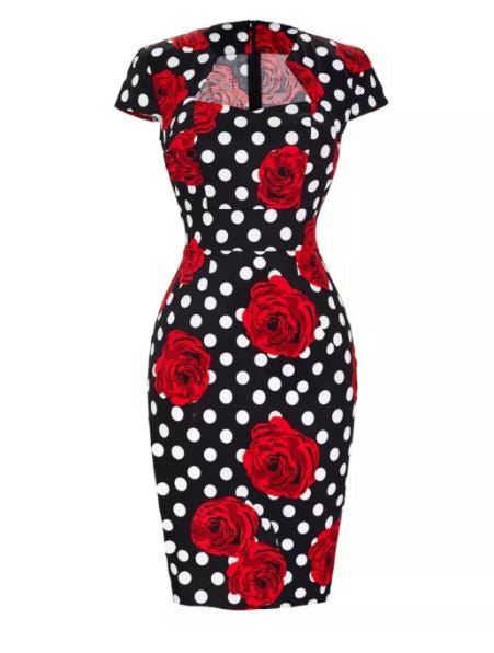 Vestido Preto Vintage Lápis De Bolinhas