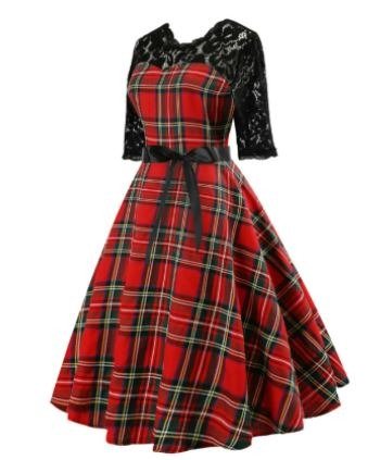 Vestido Vintage De Renda Xadrez