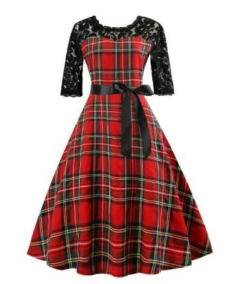 Vestido Vintage De Renda Xadrez