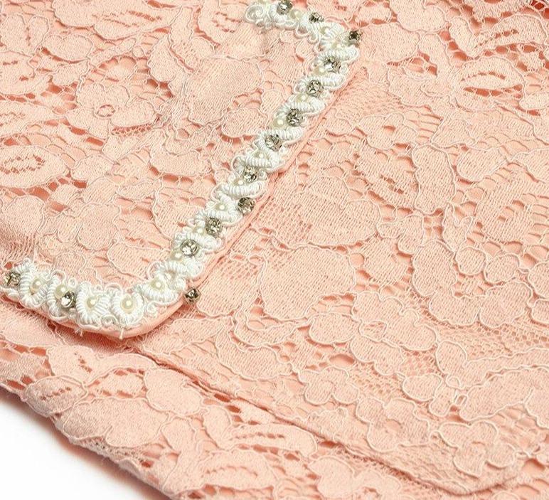 Vestido Vintage De Renda Rosa