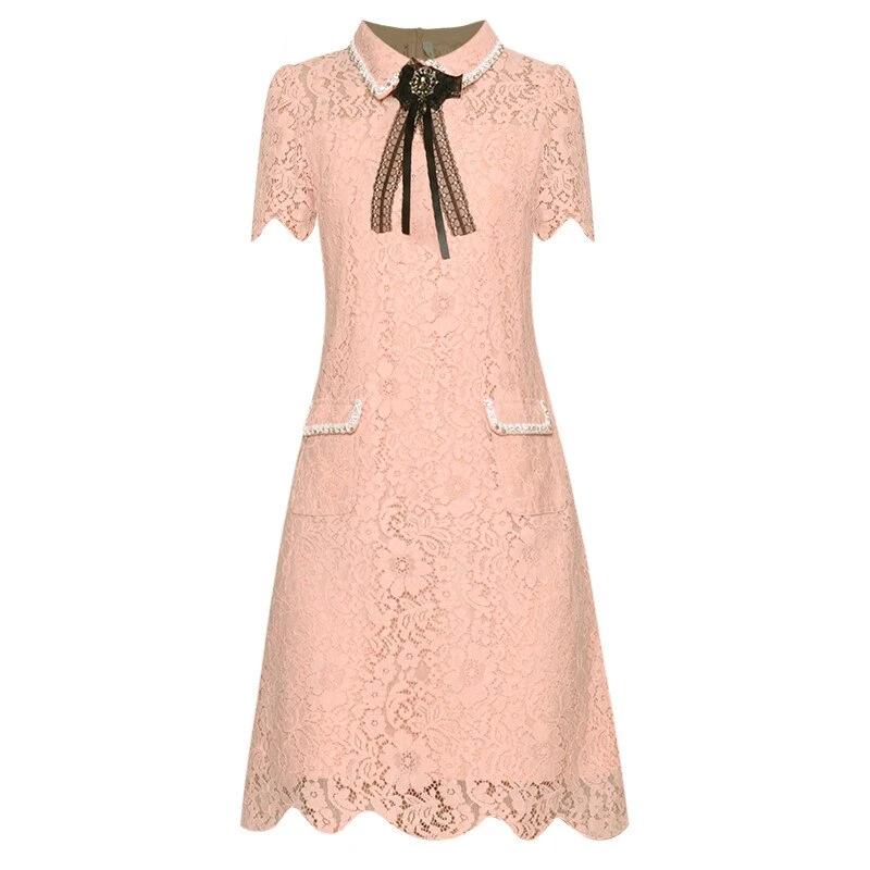 Vestido Vintage De Renda Rosa