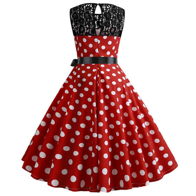 Vestido Vintage De Renda De Bolinhas Vermelhas
