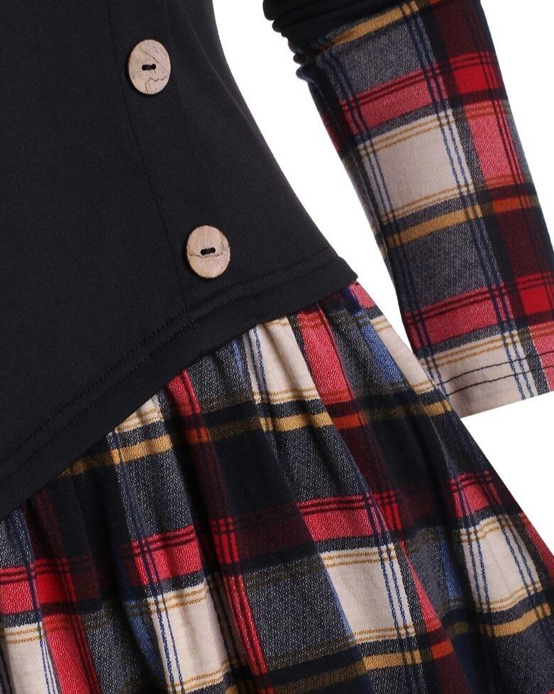 Vestido Preto Escocês Vintage