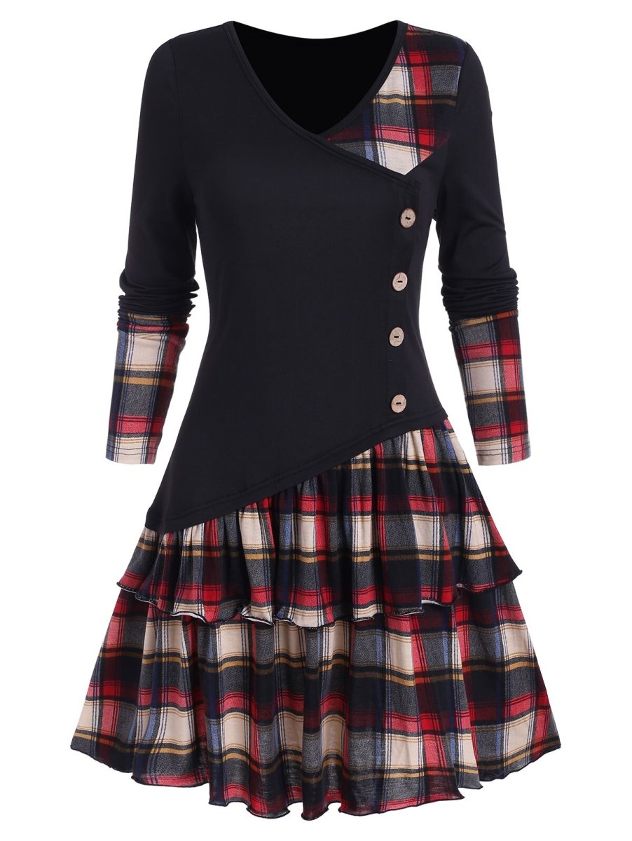 Vestido Preto Escocês Vintage