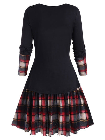 Vestido Preto Escocês Vintage