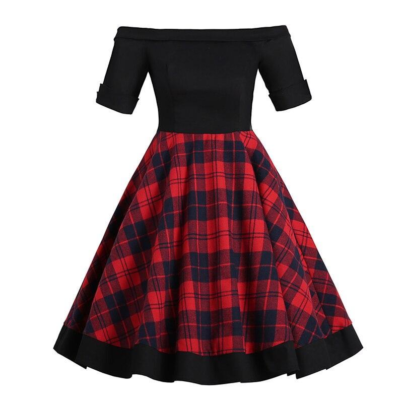 Vestido Vintage Tartan Ombros Nus