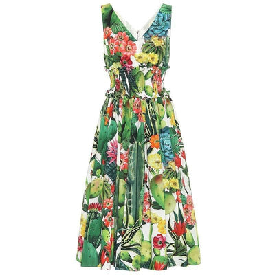 Vestido Vintage Feminino De Algodão