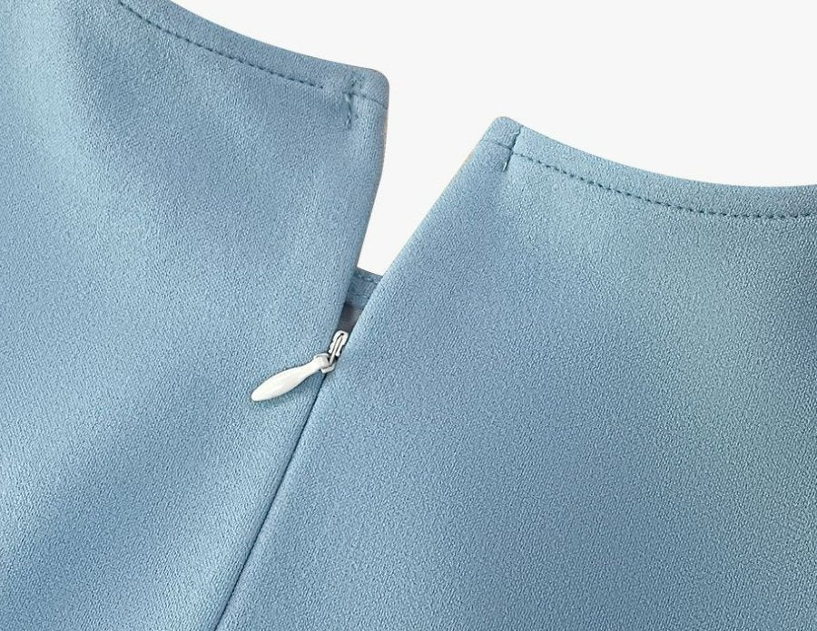 Vestido Vintage Feminino De Bolinhas Azuis