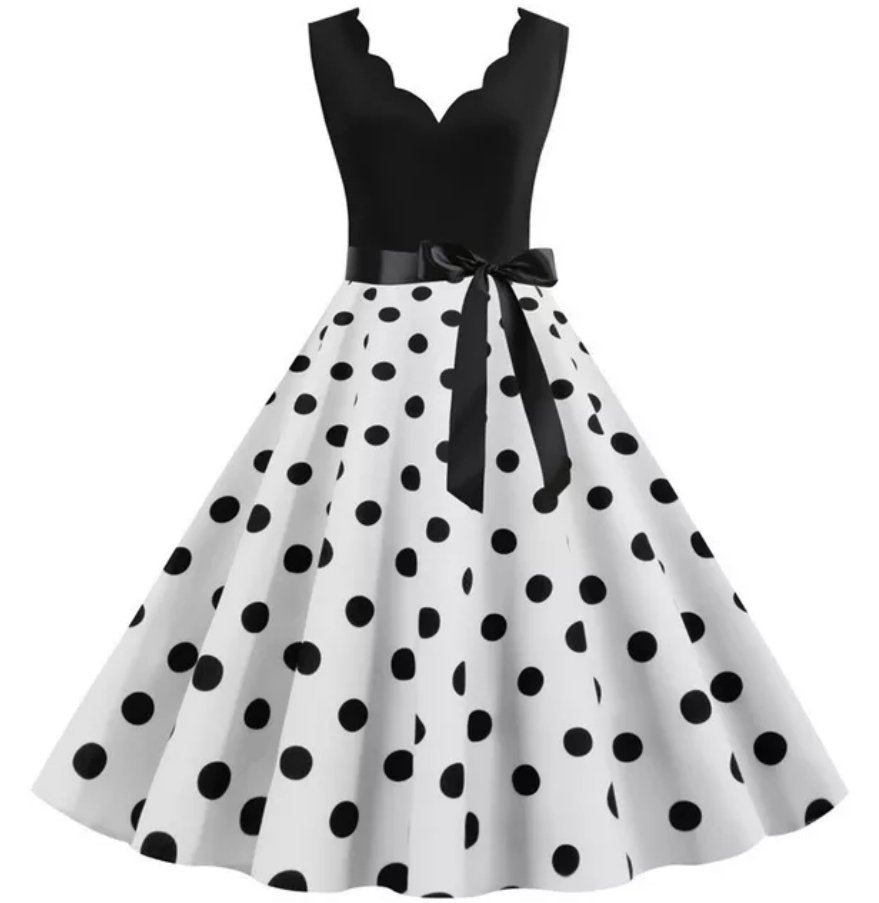 Vestido Vintage Preto E Branco Feminino