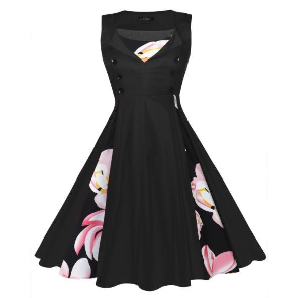Vestido Vintage Floral Dos Anos 50 Plus Size