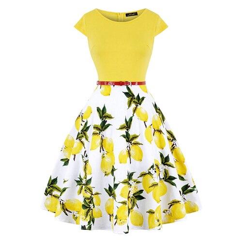Vestido Vintage Plus Size Limão Dos Anos 50