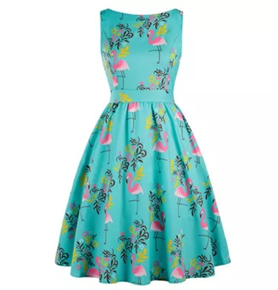 Vestido Vintage Plus Size Azul Pássaros