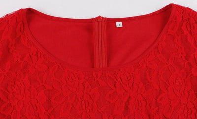 Vestido Vintage Plus Size Bordado Vermelho