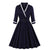 Vestido Vintage Plus Size Com Decote Em V Azul Marinho