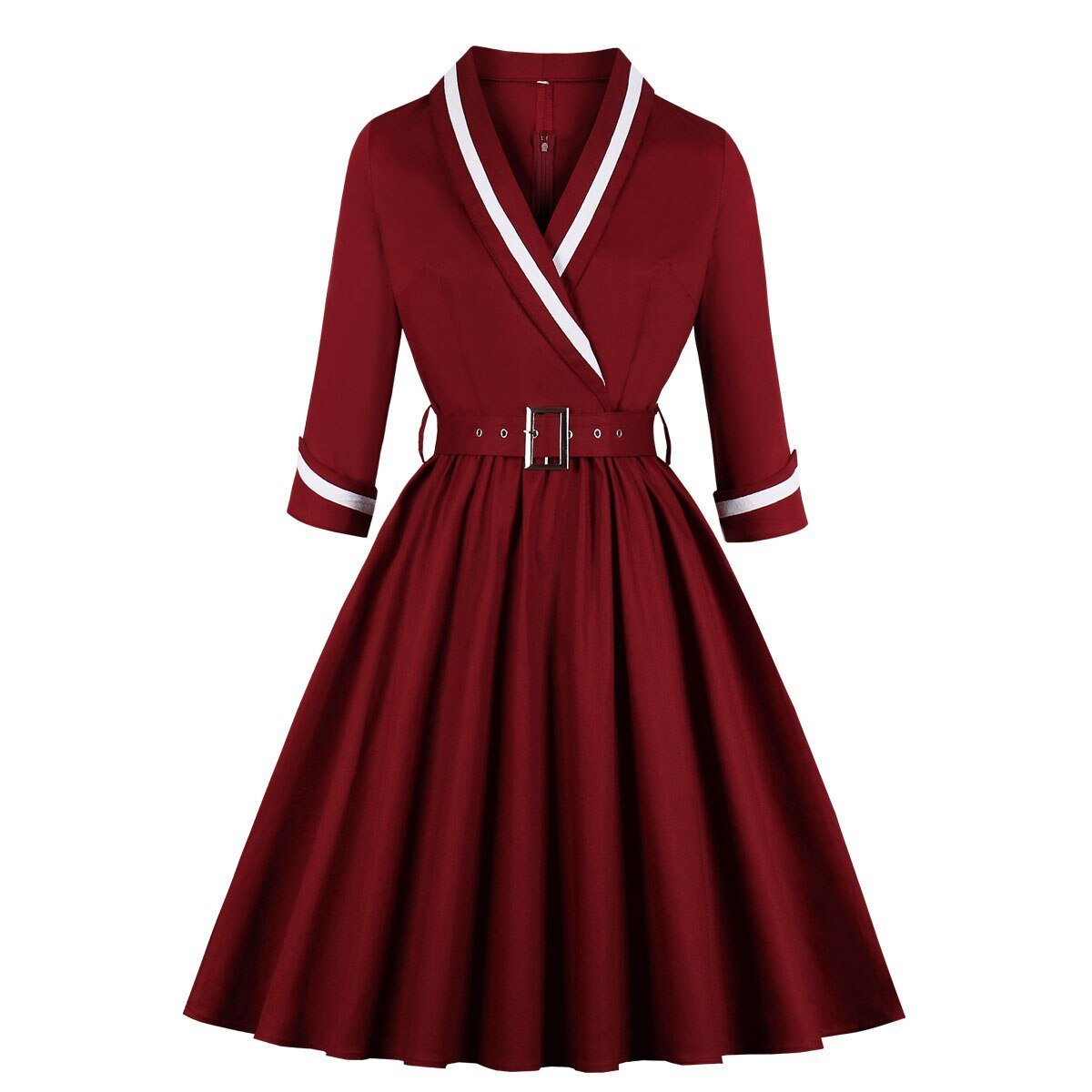 Vestido Vintage Vermelho Plus Size Com Decote Em V