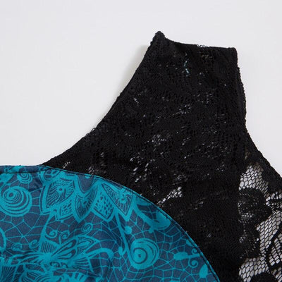 Vestido Vintage De Renda Rockabilly Azul Tamanho Grande