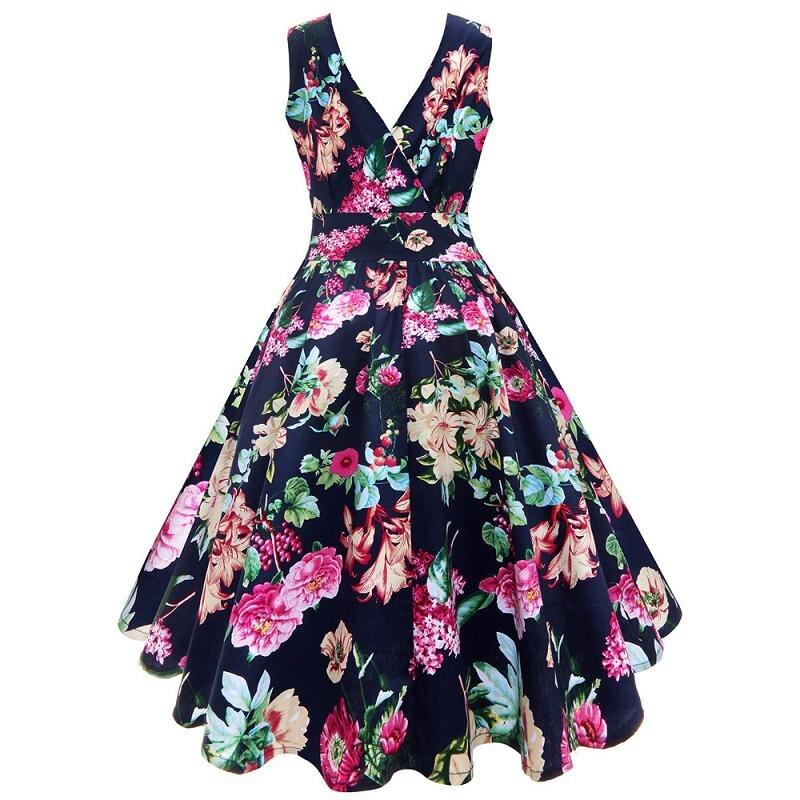 Vestido Vintage Floral Plus Size