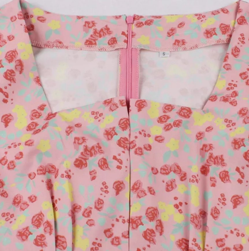 Vestido Rosa Cintura Alta Plus Size Vintage