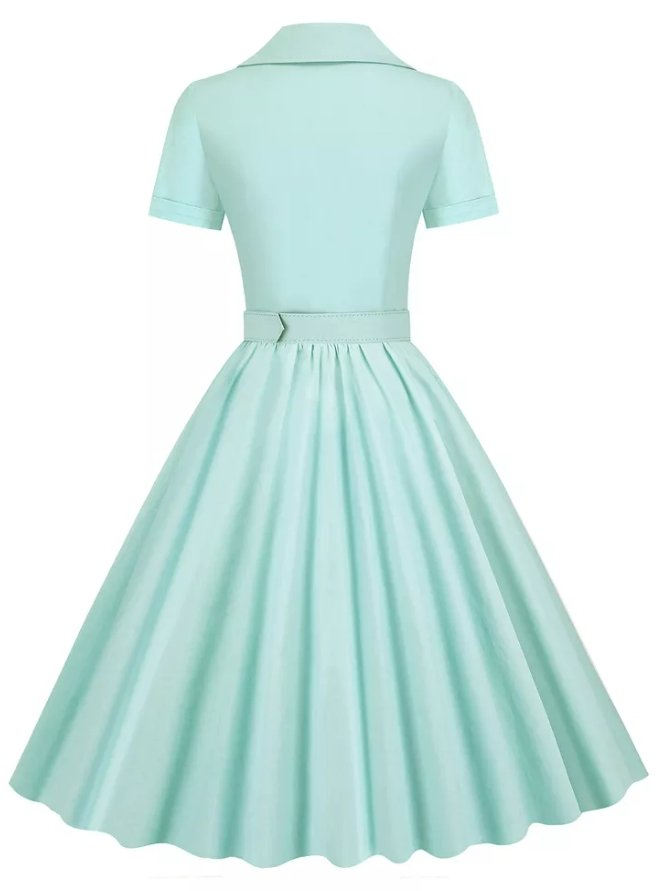 Vestido Vintage Plus Size Turquesa Cintura Alta