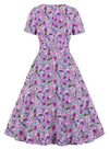 Vestido Vintage Plus Size Roxo Cintura Alta