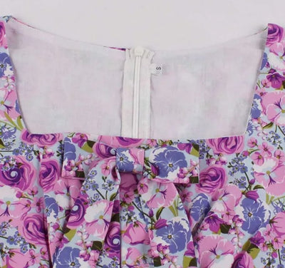 Vestido Vintage Plus Size Roxo Cintura Alta