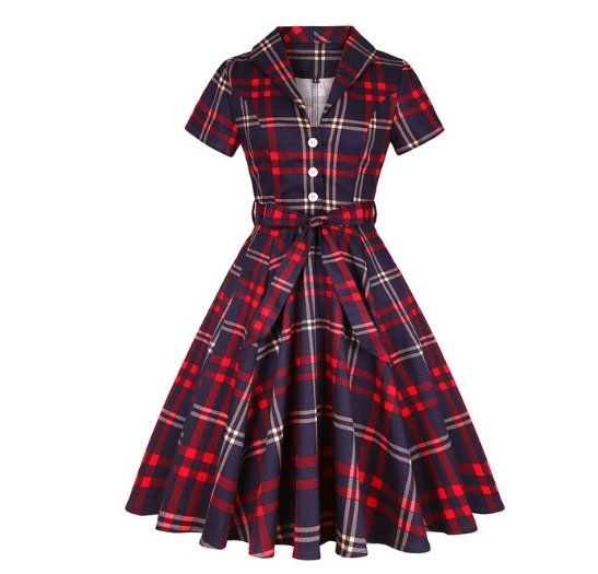 Vestido Vintage Xadrez Plus Size