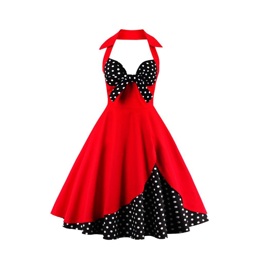 Vestido Vintage Preto De Bolinhas Vermelhas Tamanho Grande
