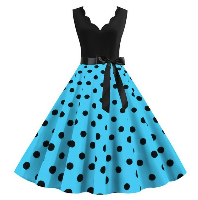 Vestido Vintage Tamanho Grande Azul