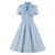 Vestido Vintage Plus Size Listrado Azul