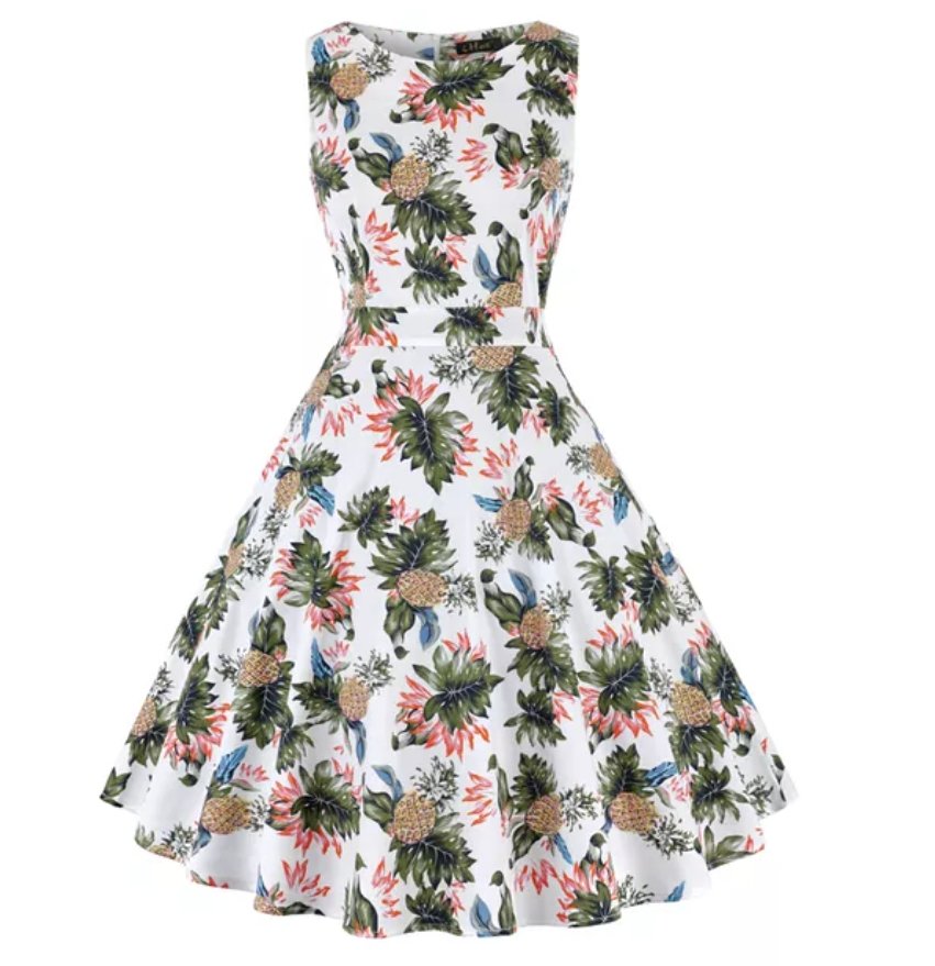 Vestido Vintage Abacaxi Tamanho Grande Rockabilly