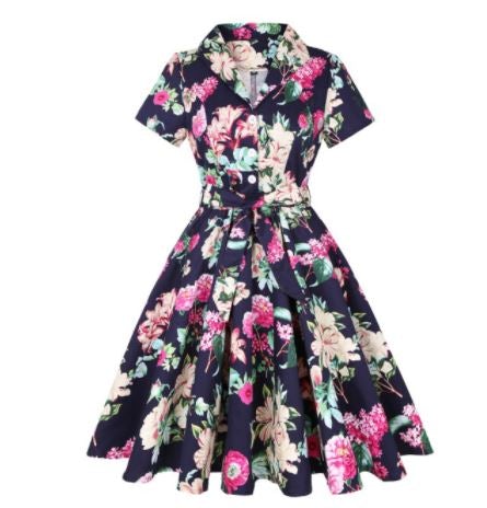 Vestido Vintage Rockabilly Tamanho Grande Floral