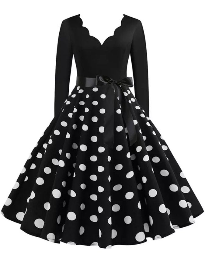 Vestido Vintage Plus Size Rockabilly Pontos Pretos