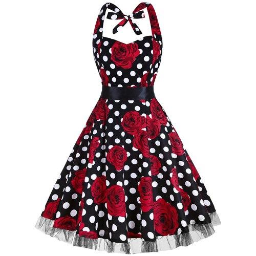 Vestido Vintage Rockabilly Plus Size Rosas Negras