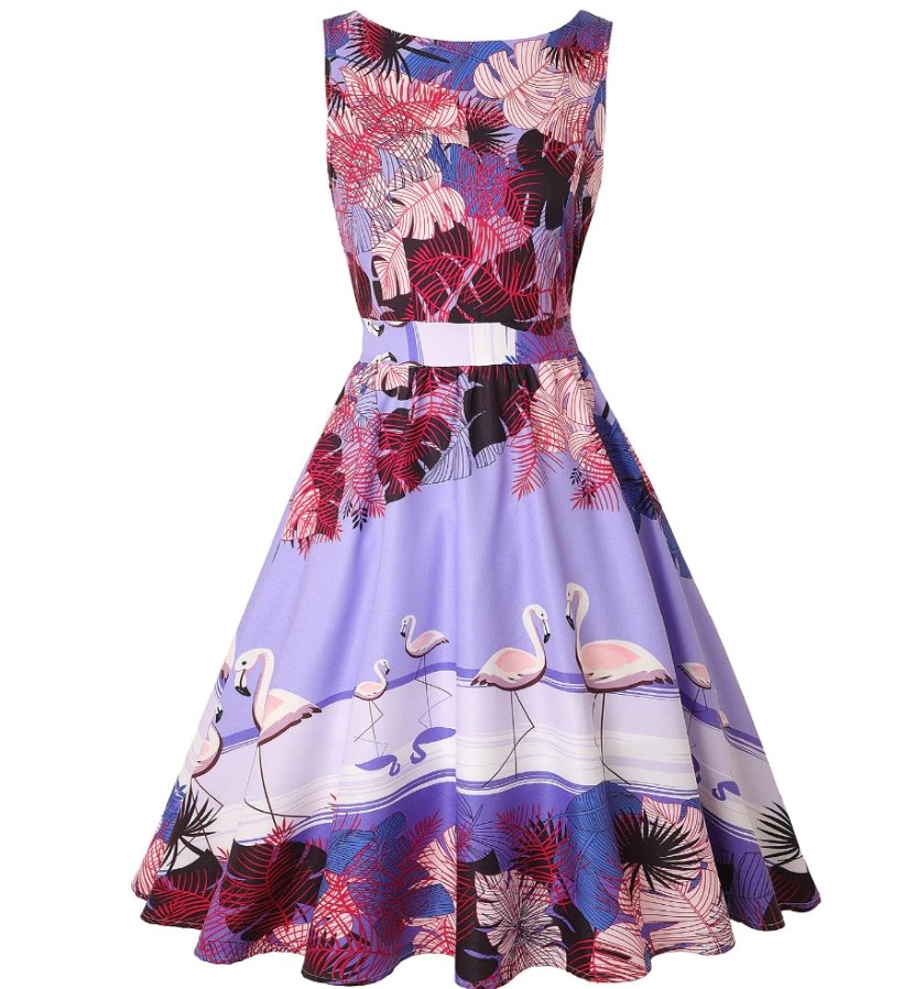 Vestido Vintage Plus Size Pink Birds