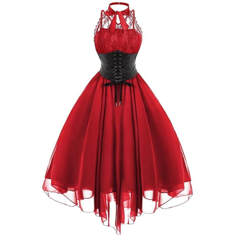 Vestido Vintage Plus Size Vermelho Steampunk