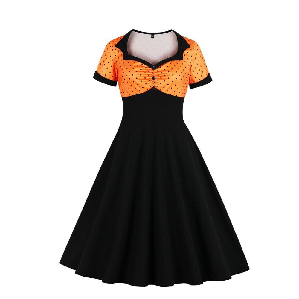 Vestido Vintage Plus Size Laranja Preto Balanço
