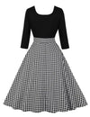 Vestido Xadrez Vintage Cinza
