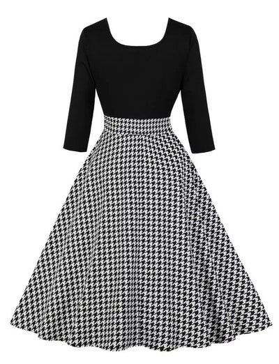 Vestido Xadrez Vintage Cinza