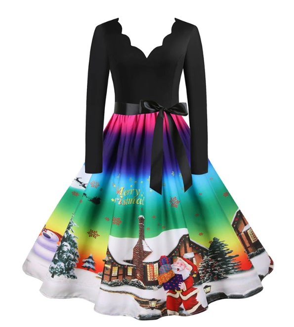 Vestido Vintage Natal Céu Inverno