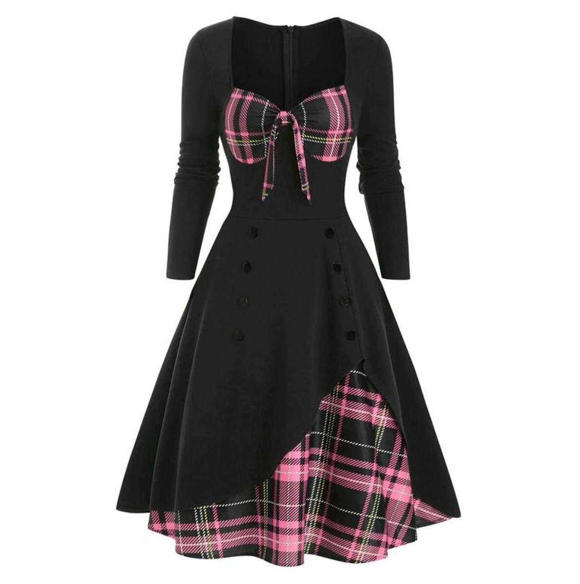 Vestido Vintage De Inverno Plus Size Rosa