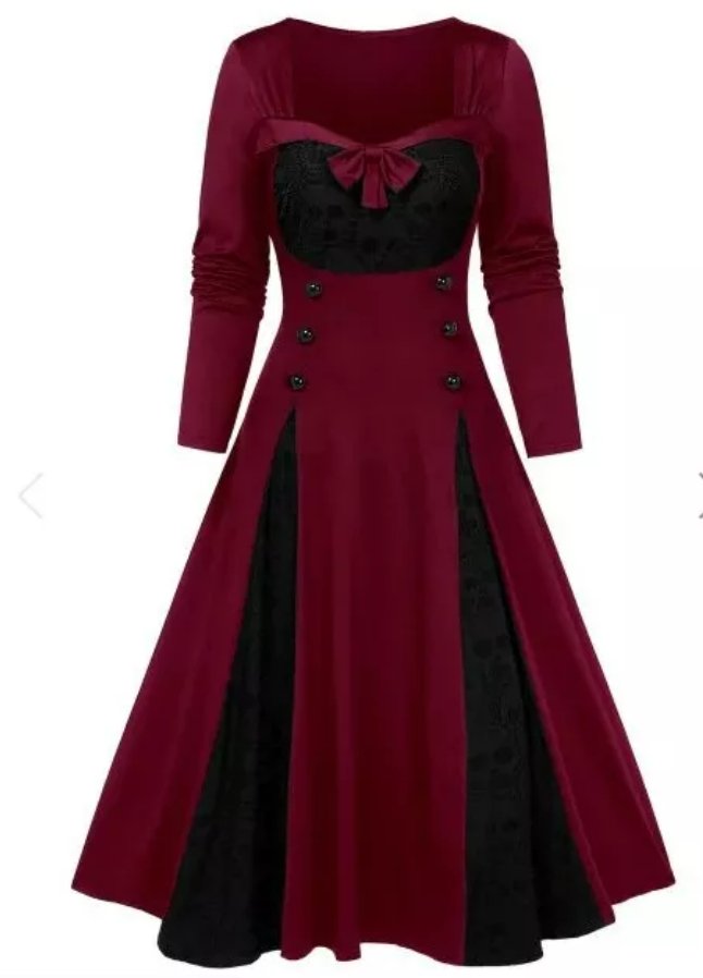 Vestido Vintage De Inverno Plus Size Vermelho