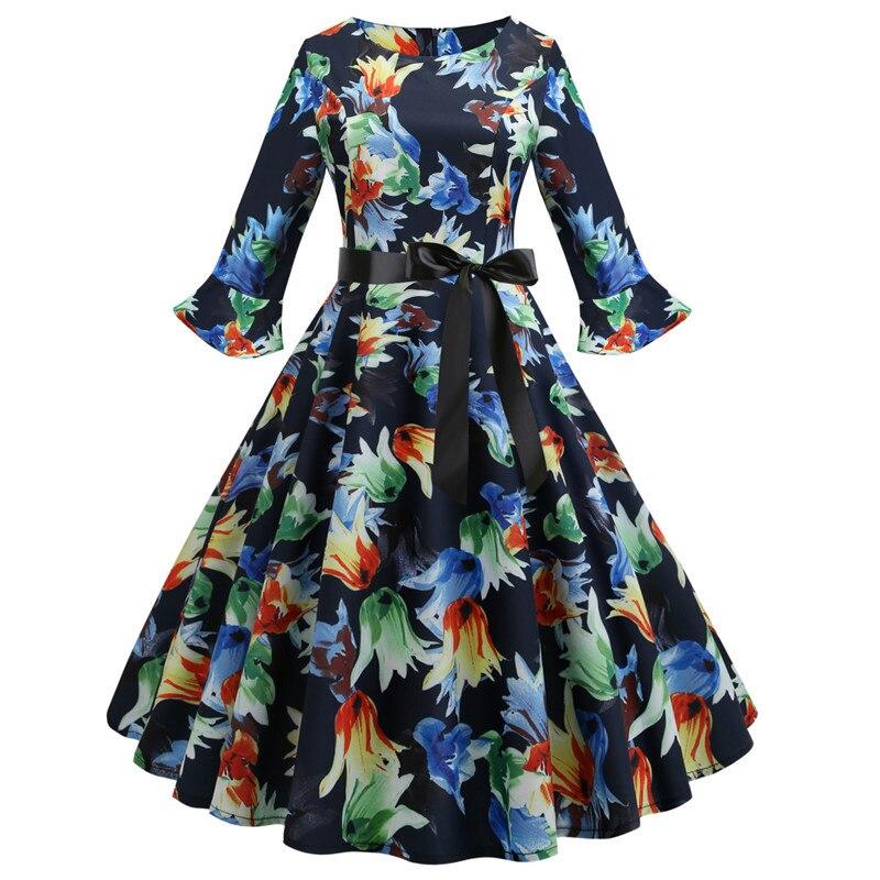 Vestido De Inverno Vintage Flor Marinho
