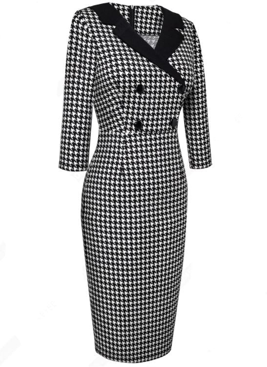 Vestido Vintage De Inverno Preto E Branco